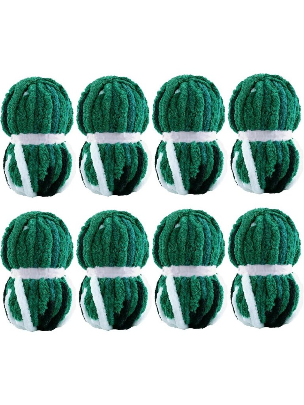 Soft Plush Tie Dye Jumbo Chenille Yarn - 8 Pack, Fluffy Bulky Knitting Yarn